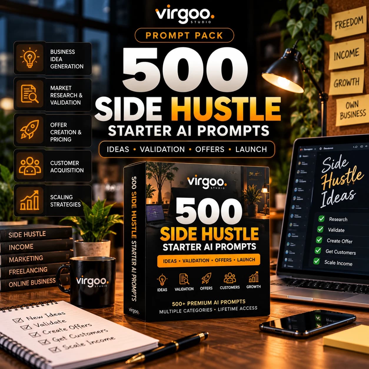 500 Side Hustle Starter AI Prompts